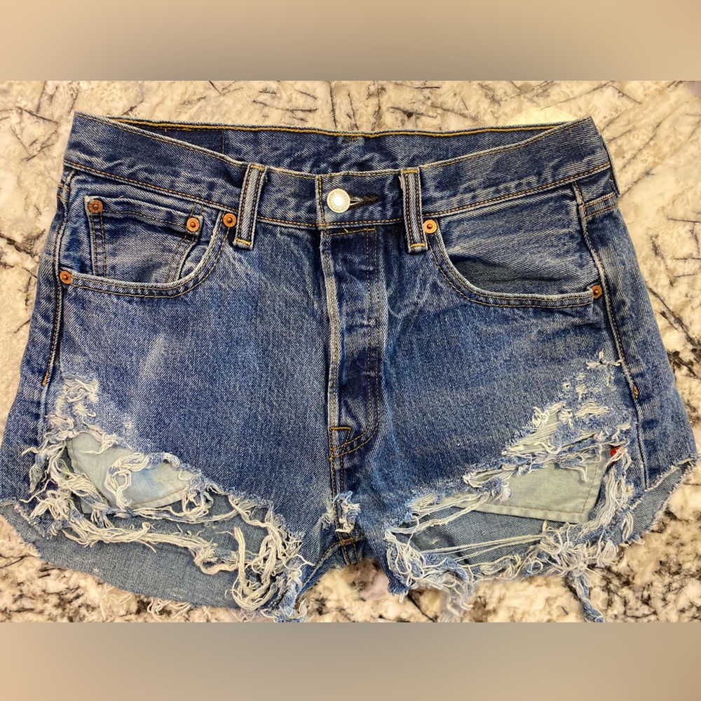 COPY - Women’s High-rise, Distressed 501 Levi’s denim shorts